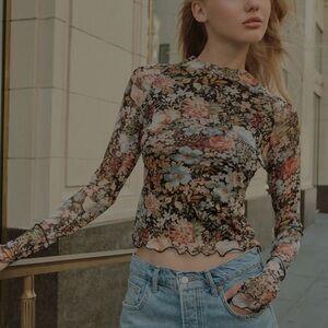 NEW: Sheer Floral Long Sleeve Top